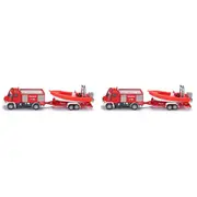 2x Siku 1636 Mercedes Benz Fire Engine w/ Boat Diecast Toy 167mm 3y+ 1:87 Scale