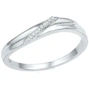 14k White Gold Round Diamond Simple Single Row Band Ring .03 Cttw