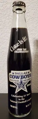 Coca-Cola Dallas Cowboys 25th Anniversary Silver Season 10oz Bottle Unopened