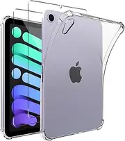 KUSINHOKA Case for iPad mini 7 (A17 Pro, 2024)/iPad mini 6 + [Pack of 2] Screen Protector, Ultra Thin [Shockproof] [Anti-Scratch] Soft Silicone Shock Absorption Protective Case for iPad mini 7,