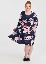 [Taking Shape] Taking Shape Floral Empire Line Dress Size 20 in Navy Print - Plus Size Women's Clothing Navy Print