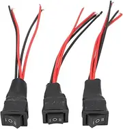 KJAOYU 10A DC Motor Forward Reverse Switch - 3 Position Polarity Control for Reversible DC Motors with Wire - Ideal for Robotics, Hobby Projects, and DIY Applications - Pack of 3