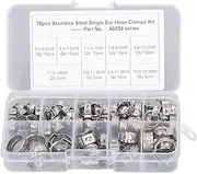 304 Stainless Steel Single Ear Hose Clamp Kit, Assortment for Plumbing and Automotive Use, 170 Pcs Cinch Clamp Rings Assortment Kit, Stepless Cinch Rings Crimp Assortment Kit