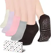 [sockfun] Non Slip Pilates Socks For Women - Grip Socks Cute Yoga Socks With Grips, Pilates Gripper Socks For Women