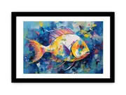 Blue Fish Framed print Art Poster