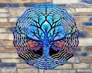 10" Twilight Moonlight Tree Hanging Wind Spinner Yard Decor 3D Kinetic rws-001