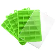 4pcs Ice Cube Tray with Lids, Silicone Square Ice Molds for Freezer, Green