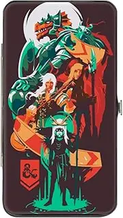 [Buckle-Down] Wizards of the Coast Wallet, Hinged, Dungeons and Dragons Character Collage Brown Multi Color, Vegan Leather