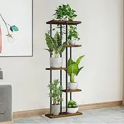 STEUGO Plant Stand Indoor Plant Stands Wood Outdoor Tiered Plant Shelf for Multiple Plants，5 Tier 6 Potted Indoor Plant Shelf ,Suitable for Garden Corner Balcony Living Room (Black)