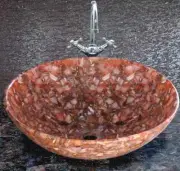 Natural Agate Crystal Stone Round Sink, Modern Interior Bathroom Sink Decor