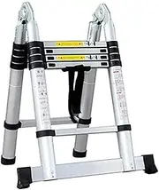 A-Frame Telescopic Ladders Aluminum Professional Telescoping Ladders for Engineering Loft Folding Multi Purpose Extension Ladder 330Lbs Load-1.9M/6.2Ft