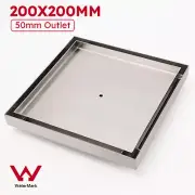 Bathroom Tile Insert 200mm Square Floor Drain Shower Grate 50mm Outlet Waste