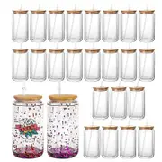 25pcs 16oz clear double glass catering water coffee glass cup sublimation blank double walled snowglobe glass can 16oz snowglobe glass 25pcs-case