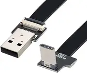 USB C Flat Cable USB 2.0 Male to USB C Male 90 Degree UP Angled Ribbon Flex Extension Cable Adapter 0.5M