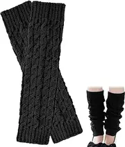 [couduan] 1 Pairs Leg Warmers For Women Girls Winter,Leg Warmers Ladies Leg Warmers Kids,Boot Cuffs Knitted Leg Warmers,Fluffy Leg Warmers Knee Warmers,Leg Warmers 80s For Women (40cm-Black), black, One