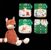 Starter bundle - Reusable cloth nappies + inserts (4 pack) WOODLAND GREEN