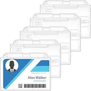5 PCS ID Card Holders, ID Card Badge Holder, Clear Plastic Name Tag Badge Card Holders, Waterproof ID Credit Card Protector, Double Sided Badge Holders Lanyard Card Holder