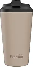 made by Fressko Reusable Coffee Cup - Stainless Steel Insulated Mug - Leak Proof Travel Cup for Hot/Cold Drinks - 3 Hr Heat Retention - Fits Car Holders & Coffee Machines - Oat - 16oz 450ml