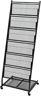 vidaXL Modern High Capacity Magazine Rack - Mobile Metallic Display Stand with 6 Large Shelves - Ideal for Magazines, Books & Brochures, Black