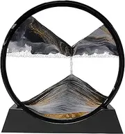 SECERTMU Dynamic Sand Pictures, Amazing Moving Art, Glass 3D Deep Sea Sandscapes Art Décor,Relaxing Relieve Depression for Home Decor and Office Women Men's Present (Black, 10inches)