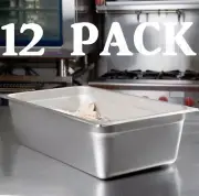 12 PACK Full Size 6" Deep Stainless Steel Steam Prep Table Buffet Food Pan NSF
