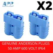 2 x Genuine Anderson APP SB50 Power Plug 2 Way Blue 50A 6AWG 8AWG 10-12AWG