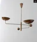 2 Light Curved Pendant Mid Century Modern Raw Brass Sputnik Chandelier Light Fix