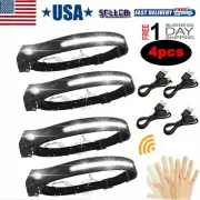 4PCS COB LED Headlamp Headlight Torch Work Light Head Band Lamp USB Rechargeable