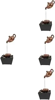 Sosoport 4pcs Funny Garden Decor Mini Desktop Waterfall Fountain with Led Lights Water Feature for Home Office Desk and Bedroom