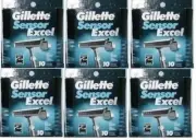 60 Gillette Sensor Excel Cartridges Razor blades Shaver 5 10 Fits Sensor3 USA