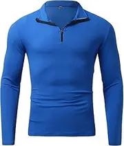 [Gsywaipei] Men's Quarter Zip Knitted Pullover Slim Fit Lightweight Pullovers Sweater Casual Mock Neck Male Knit Sweaters, Blue, XL
