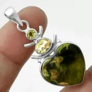 Heart Chrome Chalcedony, Citrine & Peridot 925 Pendant Valentine Gift P-1593