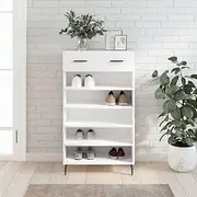 Shoe Cabinet Sonoma Oak 60x35x105 cm Engineered Wood,Shoe Storage Organiser,Cupboard Storage Footwear Stand Rack,Home Hallway Furniture 212(White)