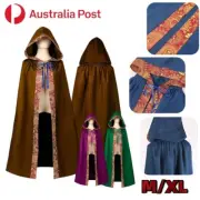 Hooded Cape Robe Cloak Cosplay Costume Vampire Medieval Wizard Witch Halloween