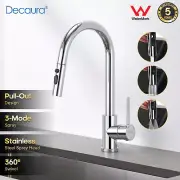 Decaura Kitchen Mixer Tap 3-Mode Spray Pull Out Tap Chrome Stainless Steel WELS