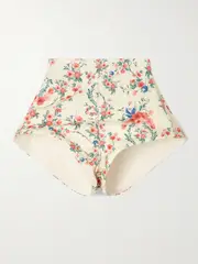 [Agua by Agua Bendita] Agua by Agua Bendita - Gatti Mosqueta Floral-print Linen Shorts - White - small small White
