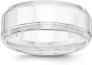 [Wedding Bands USA] SS 8mm Polished Fancy Band Size 8.5
