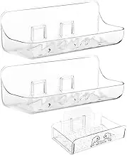 2Pcs No Drilling Clear With Soap Dish Bathroom Shelf Kitchen Shower Caddy Set