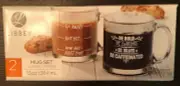 Libbey Glass Coffee Mugs Set of 2 Funny / Clever NEW IN BOX