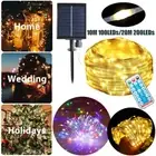 10M 20M USB Solar Copper Wire String Fairy Lights Outdoor Christmas Party Decor