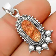 Natural Sunstone Rough 925 Sterling Silver Pendant Jewelry P-1551