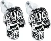 [Baluue] 1Pair Skull Ear Studs for Men Punk Jewelry Classic Design Earrings for Halloween and Casual Outfits Statement Piercing Accessories