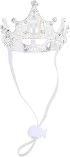 PartyKindom Pet Birthday Party Crown: with Adjustable Strap Small Dog Crown Hat Headdress for Birthday Party Weddings and Festive Events Silver