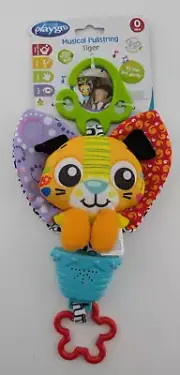 Playgro Pram Stroller Clip On Toy Play Musical Pullstring Tiger 0m+ NEW