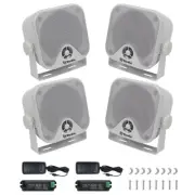 4" Bluetooth Waterproof Marine Boat Heavy Duty Surface Mount Box Speakers 2Pairs