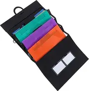 Tofficu Folder Wall Document Holder File Wall Organizer Mail Organizer Wall Mounted Receipt Coupon Organizer Accordion Pockets Portable Paper Organizer Hanging File Holder Plastic Black