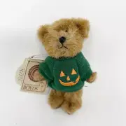 Boyds Bears 4” Mini Jack Pumpkin Face Green Shirt Tags Jack-o-lantern Brown