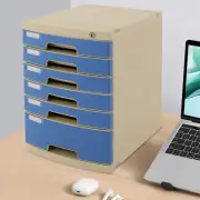 6-Tier Plastic Desk Organizer Lockable Storage Cabinet Storage Boxes W/ Drawers