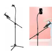 Telescopic Boom Microphone Mobile Phone Floor Stand Adjustable Mic Holder Tripod