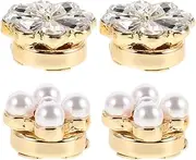 [Kisangel] Flower Cufflinks Blouse Jewelry Sparkle Button Covers Flower-shaped Cufflink Button Crystal Shirt Cufflinks Sparkling Rhinestone Button Covers Shirt Button Covers Alloy